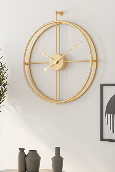 SEVİNÇ KONSEPT GOLD La Clock (Büyük Boy 51 x 60 cm), Modern Dekoratif Metal D...