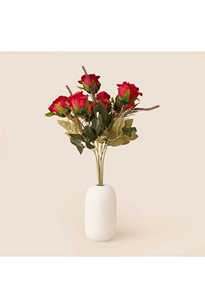 Evidea Deco Gül 7'li Dal Çiçek - Kırmızı - 43 cm