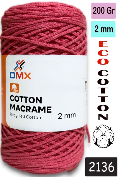 Diva İplik Dmx 2 mm-Premium Koton Pamuk Makrome İpi-Cotton Zincir Makrome Çan...