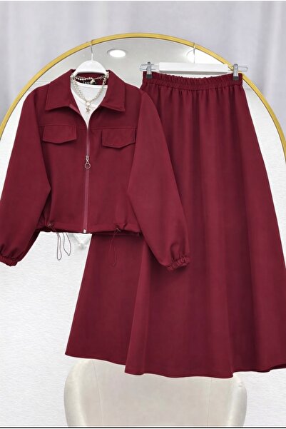 MODA MT طقم تنورة نسائية مع جيوب -055