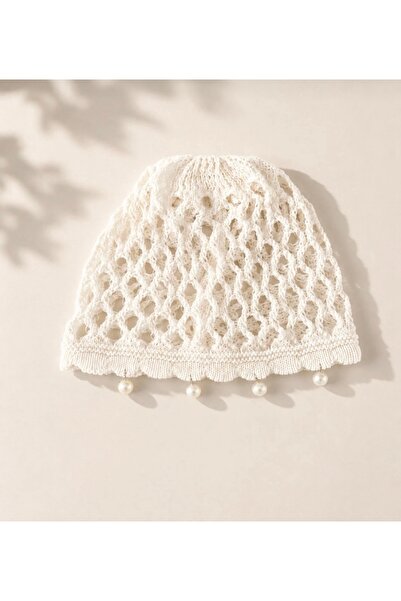 mibrillo Mesh Hair Bonnet with Pearls Hair Accessory