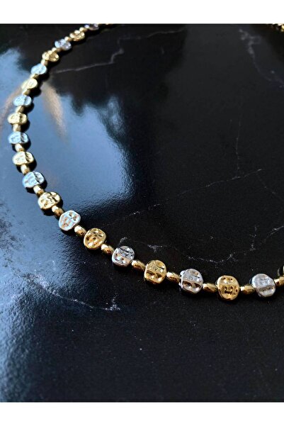 Store By Dilara Luna İki Renkli Minimal Kadın Kolye – Gold Silver Metal Detay...