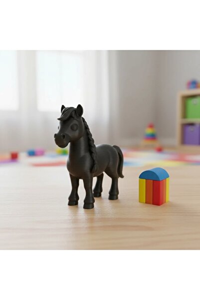 OEM Figurină Cal cu Coamă Împletită Decor Jucărie Mică Plastic 15 mm
