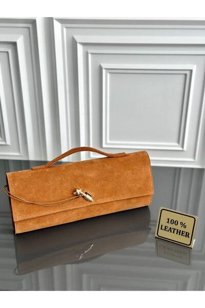 çkn sedat çakan çanta & fular & aksesuar Genuine Suede Leather Women's Hand S...