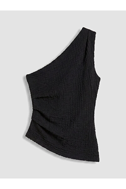LC Waikiki Nevavm One-Shoulder Textured Gathered Blouse with a Difference