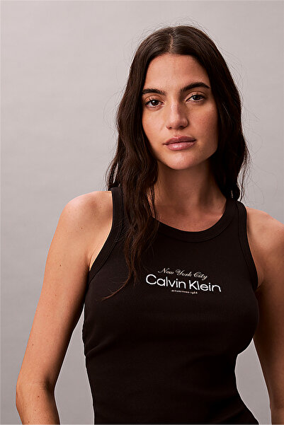 Calvin Klein Kadın Rib Örgü Grafik Detaylı Tank Top