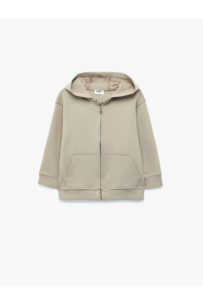 Koton Pamuklu Uzun Kollu Kapşonlu Fermuarlı Sweatshirt
