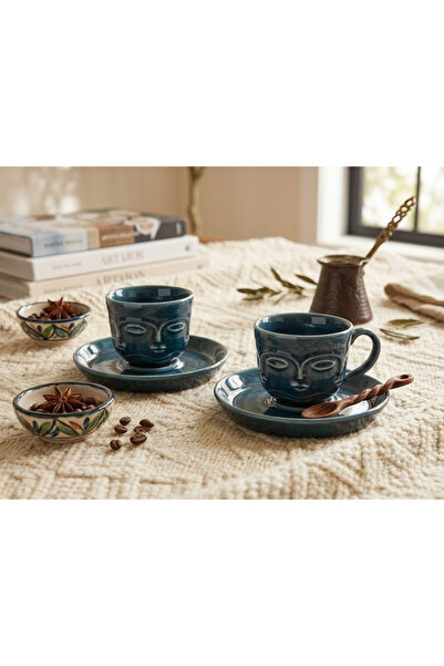 Elista Aura Ceramic 2-Piece Coffee Cup Set – Antique Blue