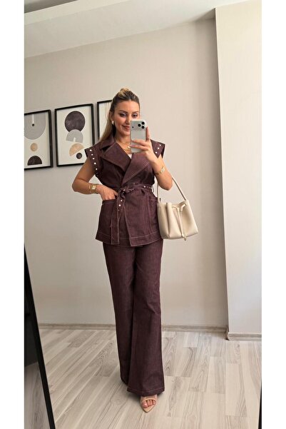 İNVİSUS Belted Vest and Trousers Denim Suit