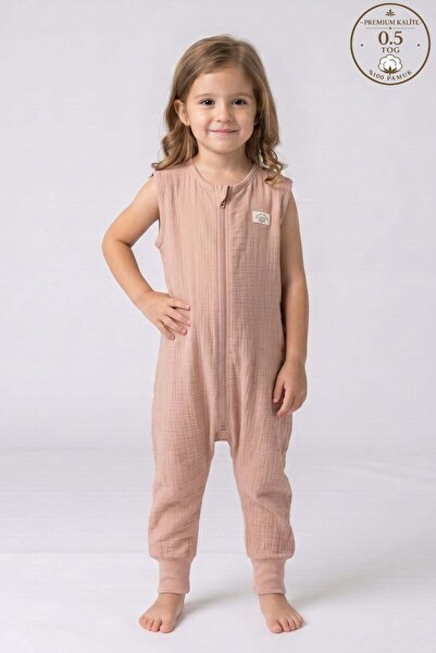 Cantoy Müslin Kız Çocuk Uyku Tulumu 2 Katlı 0.5 Tog - %100 Pamuk Nefes Alabil...