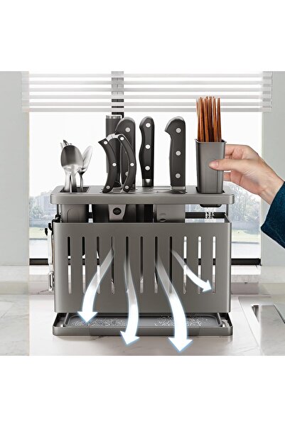 Generic Wall-Mounted Knife Block Holder, Carbon Steel Kitchen Storage Rack wi...
