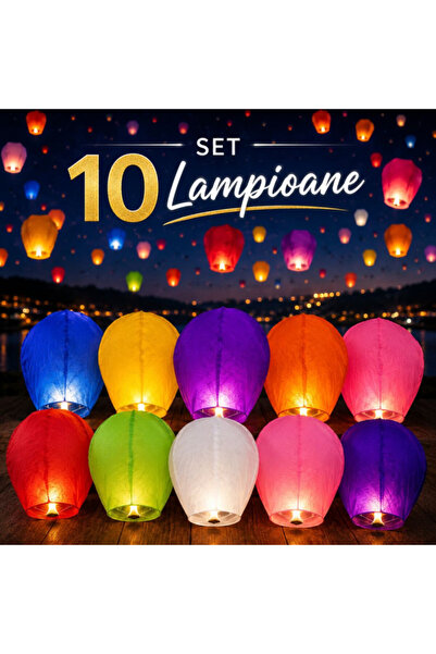 PROCART Colorful flying lanterns - set of 10 classic pink pieces