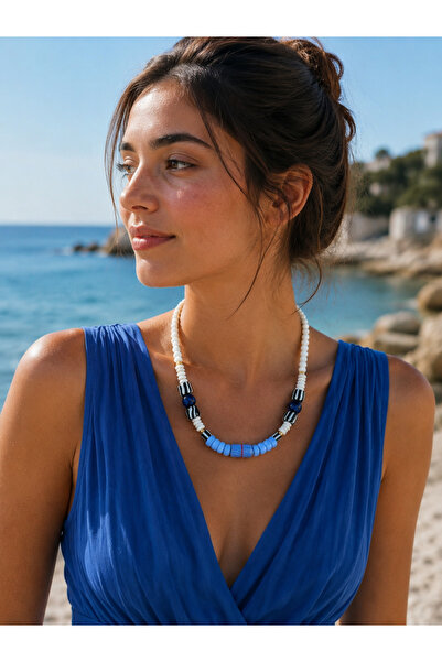 Hello Neo Jewelry Mavi Cam Bodrum Boncuk Ve Siyah Beyaz Lacivert Afrika Boncu...