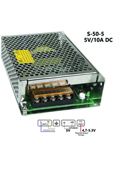 KNTECH S-50-5/ Sursa de alimentare tip open frame 5V/10A DC, cu tensiune regl...
