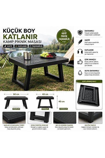 bimbambom Kamp Masası Küçük Boy piknik masası 40x40x50cm Katlanabilir Masa