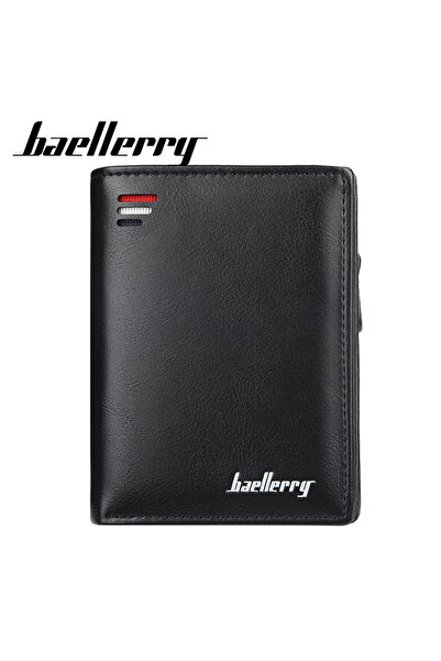 baellerry Men's Short Wallet, PU Leather Tri-fold Zippered Card Holder with C...
