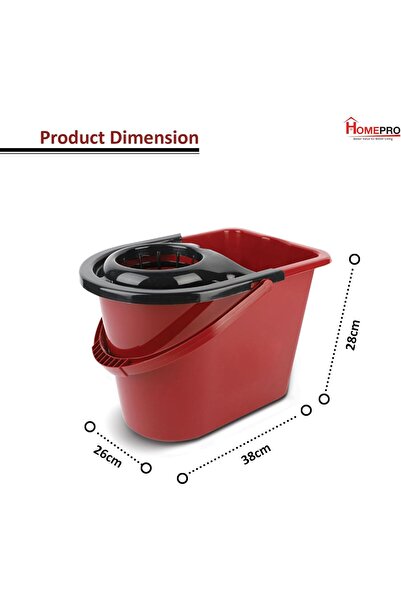 HOMEPRO Floor Cleaning System - Oval Shaped Mop Bucket with 100% Capacity