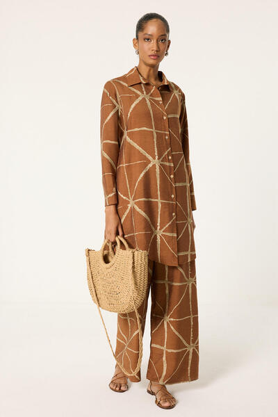 Touché Privé Patterned Maxi Shirt and Pants Set