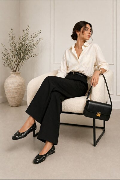 Eschi Genuine Leather Women's Ballerinas |   Stylish Casual Shoes with Studs