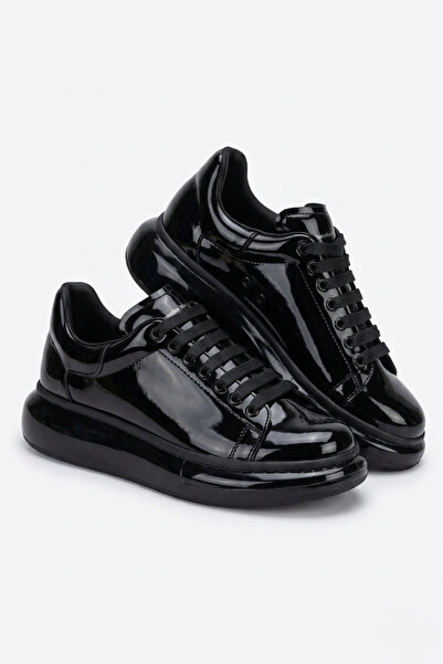 Zerenyus ZRC295 Yüksek Kalite Air Kalın Taban Erkek Sneaker Siyah Rugan