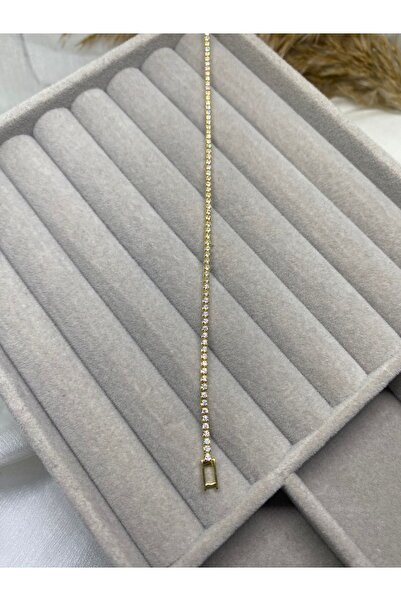 ZEYKU ACCESSORİES ZİRKON TAŞLI ÇELİK GÜMÜŞ VE ALTIN RENK Su Yolu Bileklik 18CM