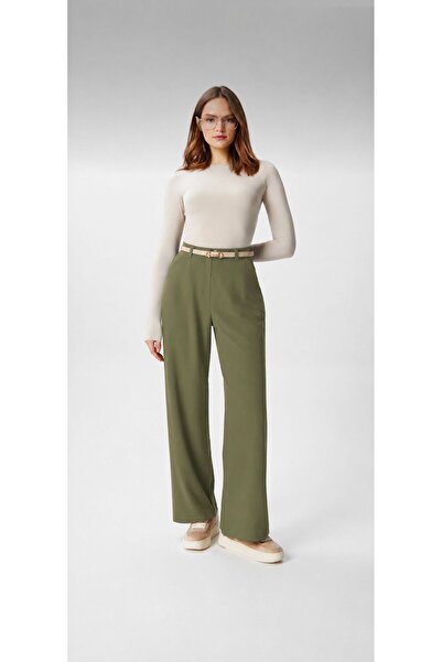 RESSHO Women's Belt Detailed Palazzo Trousers
