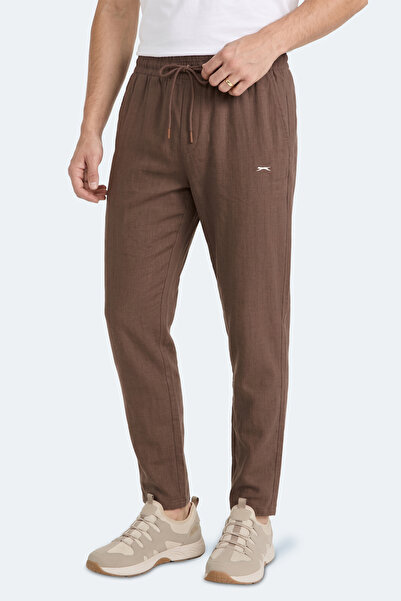 Slazenger Karmela Men's Brown Sweatpants with Pockets