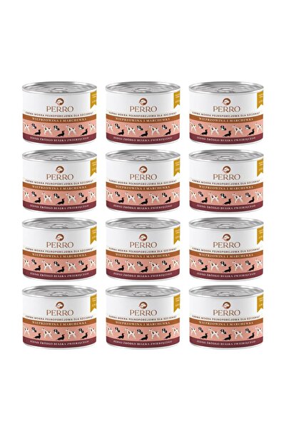 Perro Hrană umedă pentru căței Carne de porc și morcov 12x410 g