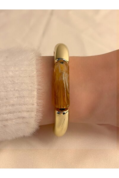 Nilly Jewelry Gold Detaylı Kahverengi Lastik Bileklik