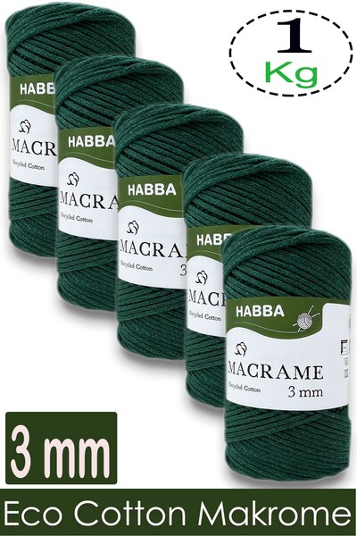 habba respect 1 Kilo Habba Cotton Macrame 3 mm - (Pack of 5) - 118