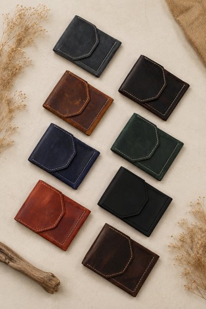 Wibego Will Good Be 100% Genuine Crazy Leather Money Portfolio, Minimalist Card Holder Wallet with Hidden Magnet Closure, Slim Design Men Women Unisex Pocket Wallet