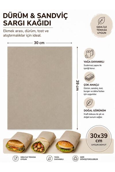 MGZ Sandviç Dürüm Hamburger Paketleme Sarma Ambalaj Kağıdı 30x40 1 KG Sandviç...