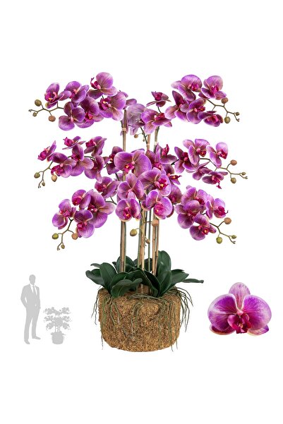 Roberto Rossi Orhidee artificiala mov cu aspect H95 cm cu 9 tulpini
