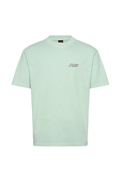 BOSS Mavi Erkek Relaxed Fit Desenli T-Shirt Te_SurfWash_50560372