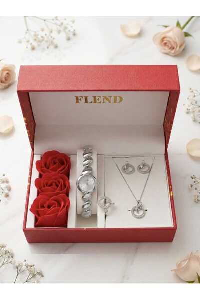 STRIVA Women's Luxury Watch Necklace Ring and Earrings Set in a Gift Box with...