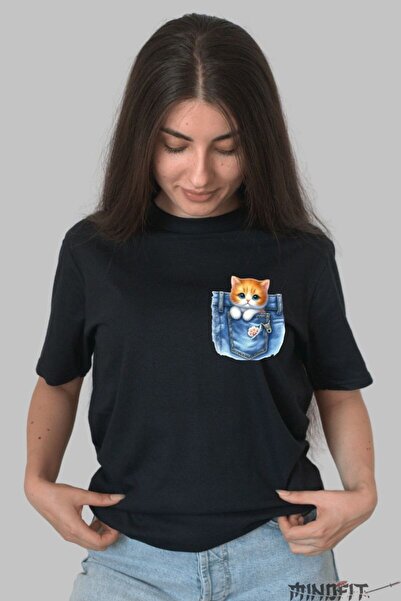 GILDAN Tricou Cu Pisica In Buzunar De Jens