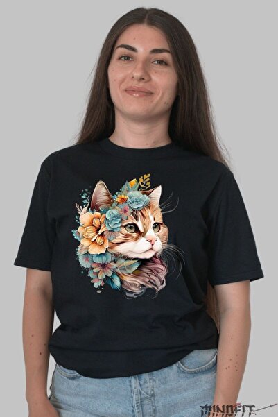 GILDAN Tricou Dama Cu Pisica Inflorata