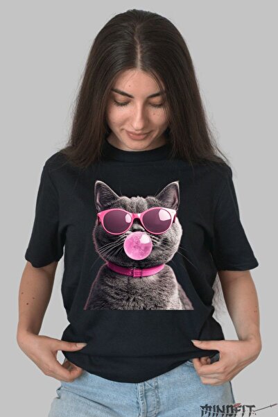 GILDAN Bubble Gum Pink Cat T-Shirt