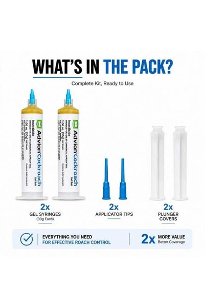 Generic Brand Cockroach Advion Cockroach Gel Bait 30g (Pack of 2) Powerful Roach Killer, Fast Acting Insecticide Gel for Kitchen, Bathroom & Home, Long Lasting Pest Control Solution