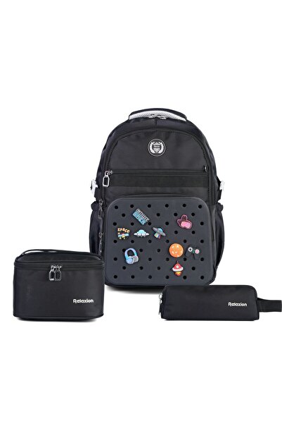 Relaxion Set of 3 Primary School School Bag Backpack Set with Lunch Box and P...