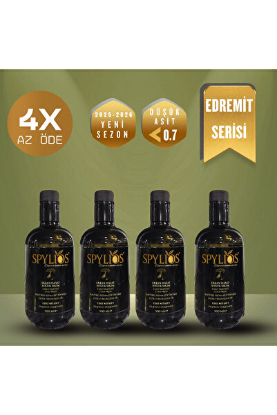 spylios Natürel Erken Hasat Soğuk Sıkım Edremit Sızma Zeytinyağı 4'lü 500 ML ...