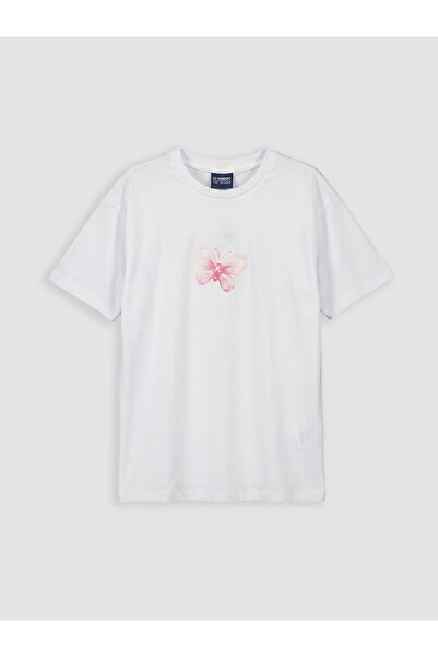 LC Waikiki Crew Neck Butterfly Printed Girls' T-Shirt