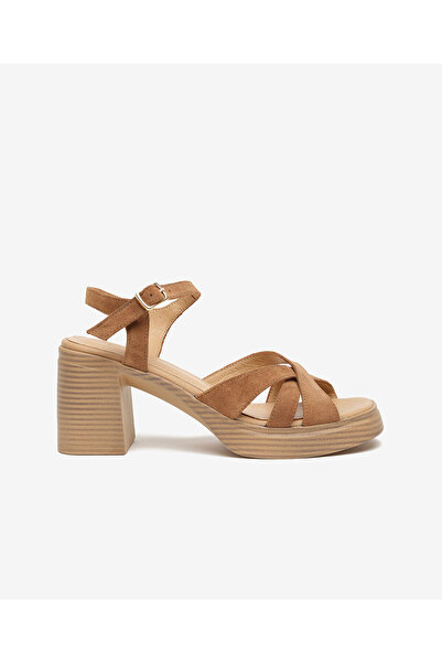 Greyder Women's Sigaro Suede Genuine Leather Heeled Sandals 6Y2Us59370