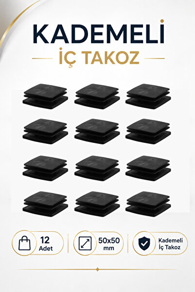 Badem10 (50x50 mm) Kademeli Profil İç Takoz Masa Sandalye Sehpa Tapası Tıpa P...