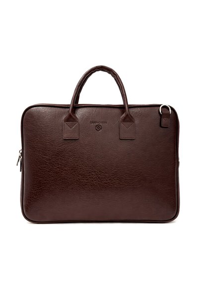 Sanmorris Viatox Vs 1446 Unisex 15.6 Inch Compatible Faux Leather Shockproof Laptop and Briefcase Brown Brown
