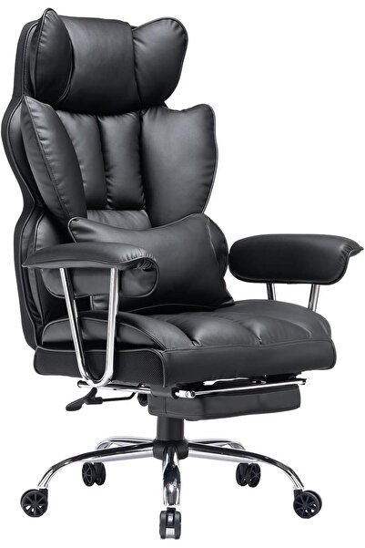 Genaric Executive Office Chair with Footrest, High Back Leather Recliner, Adj...