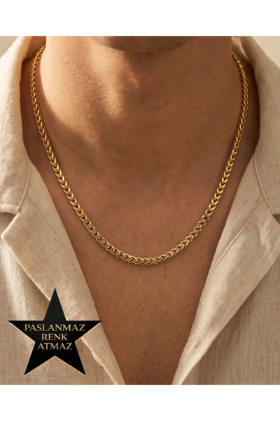 stainles steel 316L Steel Gold Mesh Chain Women's Necklace 55 cm