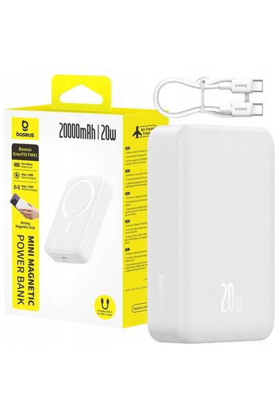 Baseus EnerFill FM41 Mini Power Bank Magnetic, Cablu USB-C la USB-C, 20000mAh...
