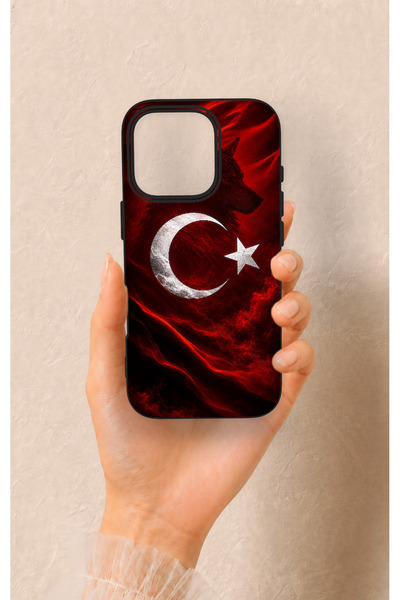 Vip Case iPhone 16 Pro Uyumlu Kurt Türk Bayrağı Desenli Silikon Kılıf