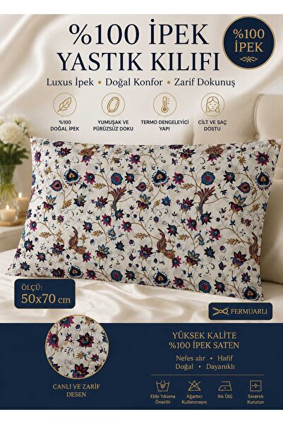 silkwormlife Față de pernă 100% mătase cu model otoman, ediție limitată, 50x7...